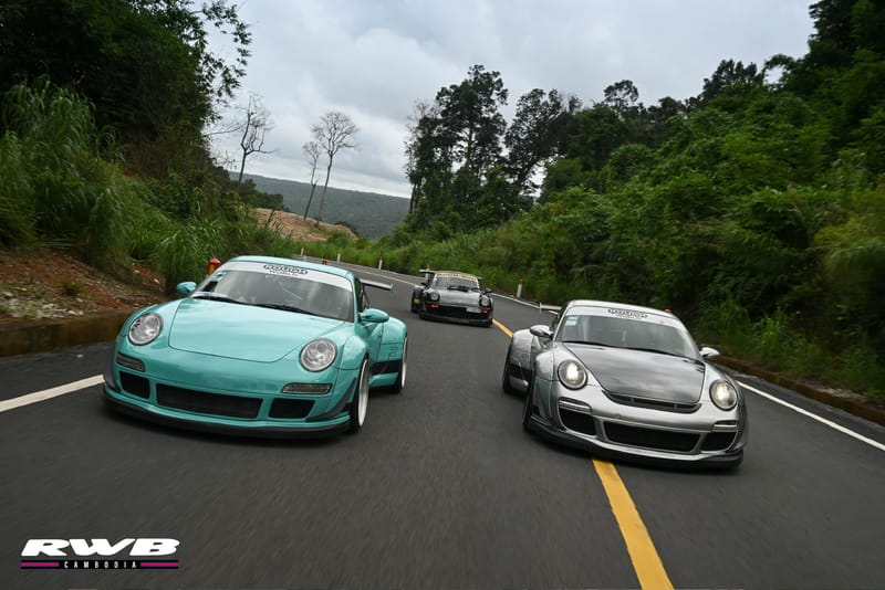 Formation on mountain road